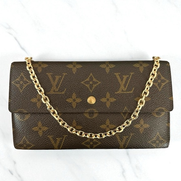 Louis Vuitton Monogram Leather International Trifold Wallet on a Gold Chain - Picture 9 of 9